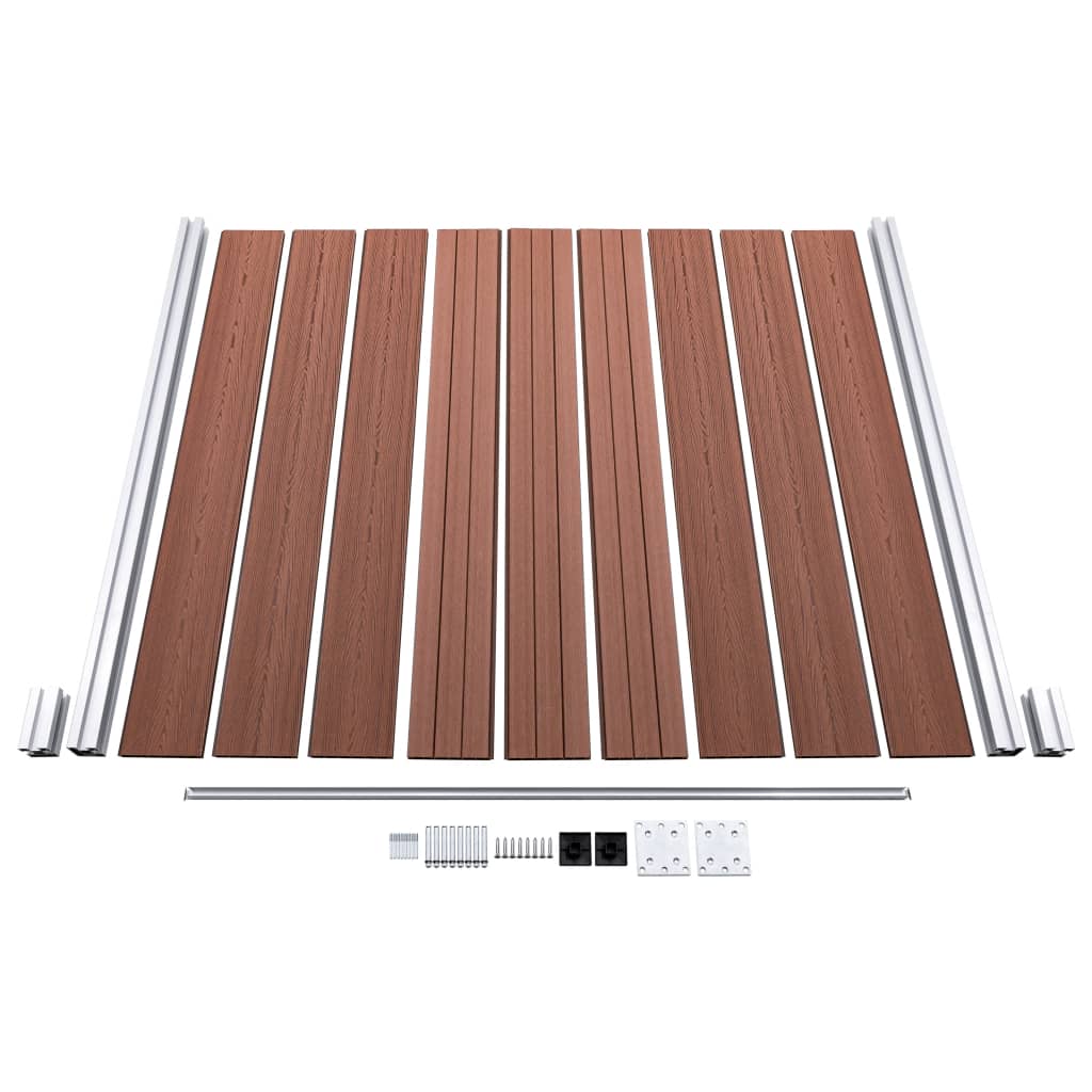 WPC Fence Set 2 Square + 1 Slanted 446x186 cm Brown