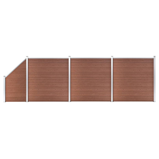 WPC Fence Set 3 Square + 1 Slanted 619x186 cm Brown