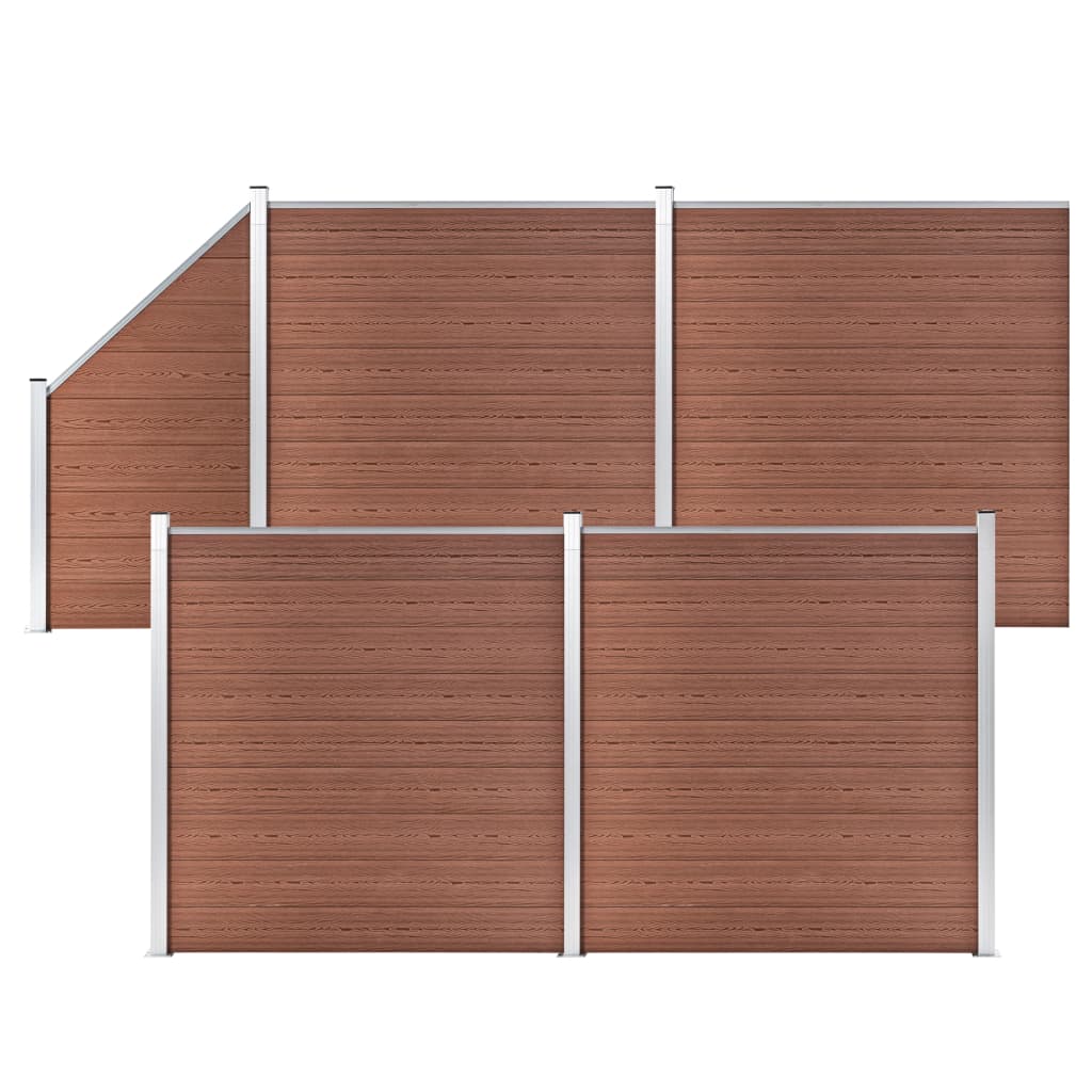 WPC Fence Set 4 Square + 1 Slanted 792x186 cm Brown