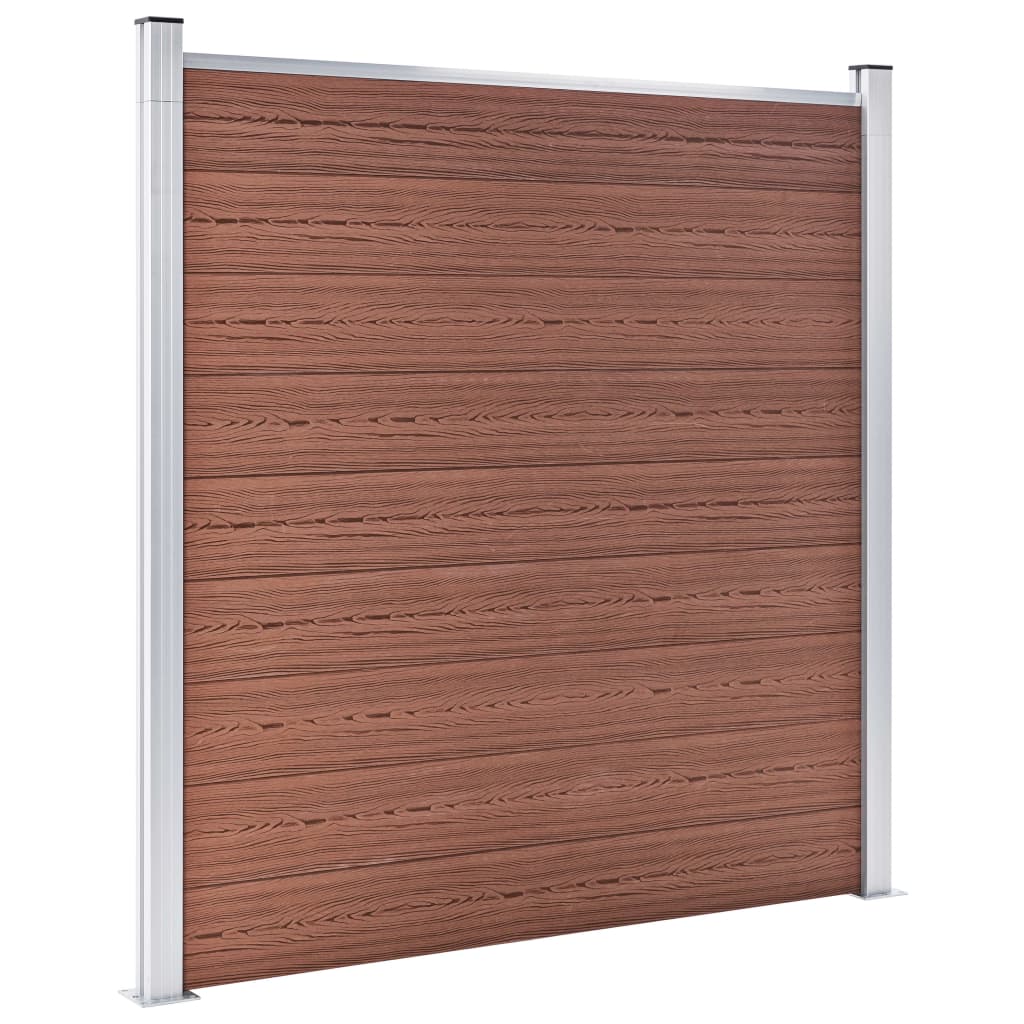WPC Fence Set 4 Square + 1 Slanted 792x186 cm Brown