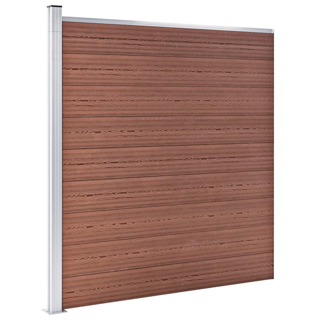 WPC Fence Set 4 Square + 1 Slanted 792x186 cm Brown