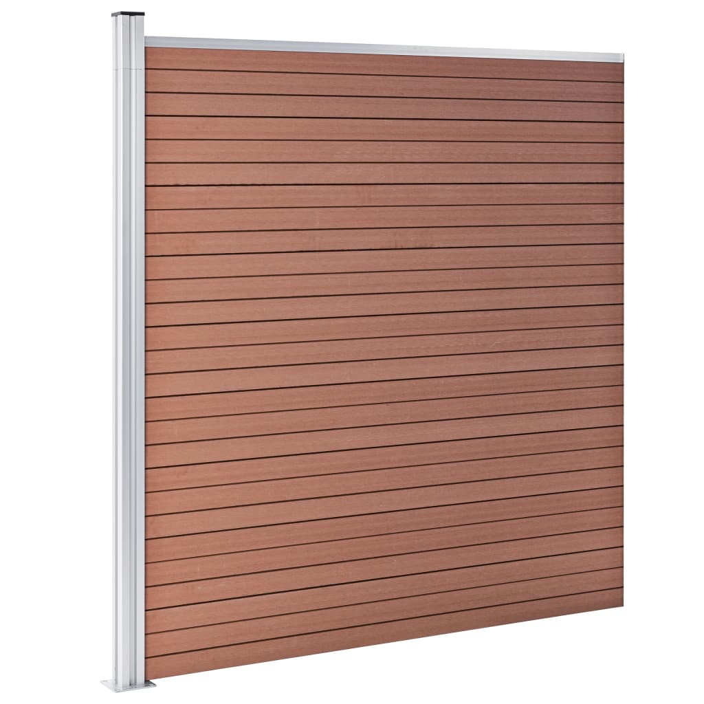 WPC Fence Set 4 Square + 1 Slanted 792x186 cm Brown