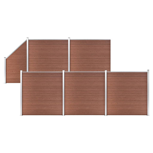 WPC Fence Set 5 Square + 1 Slanted 965x186 cm Brown