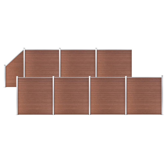 WPC Fence Set 7 Square + 1 Slanted 1311x186 cm Brown
