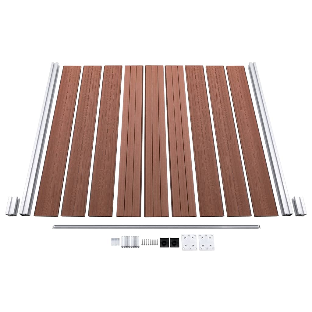 WPC Fence Set 7 Square + 1 Slanted 1311x186 cm Brown