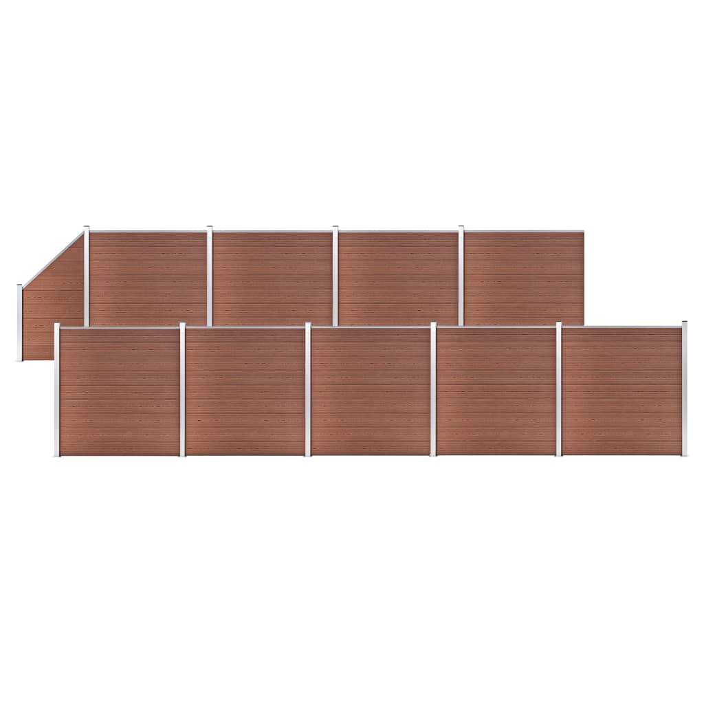 WPC Fence Set 9 Square + 1 Slanted 1657x186 cm Brown