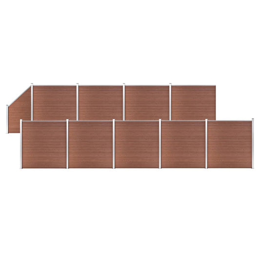 WPC Fence Set 9 Square + 1 Slanted 1657x186 cm Brown