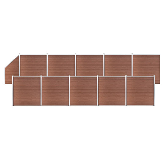 WPC Fence Set 10 Square + 1 Slanted 1830x186 cm Brown