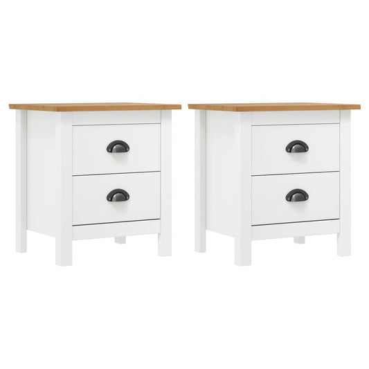 Bedside Cabinet Hill 2 pcs White 46x35x49.5 cm Solid Pine Wood