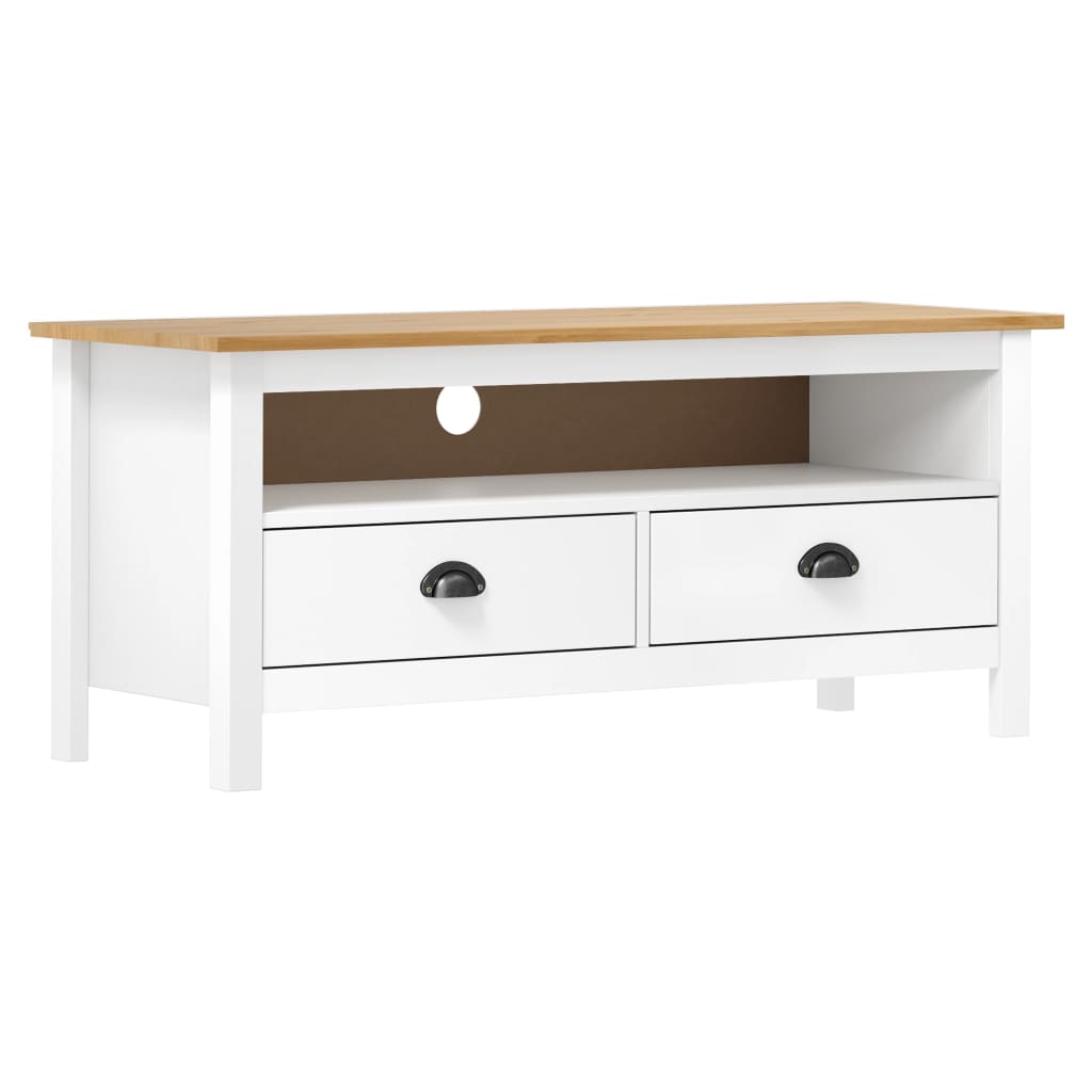 TV Cabinet Hill White 110x40x47 cm Solid Pine Wood
