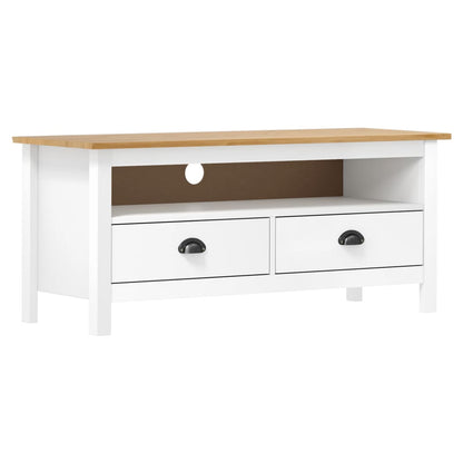 TV Cabinet Hill White 110x40x47 cm Solid Pine Wood