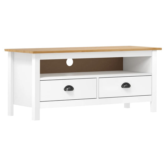 TV Cabinet Hill White 110x40x47 cm Solid Pine Wood