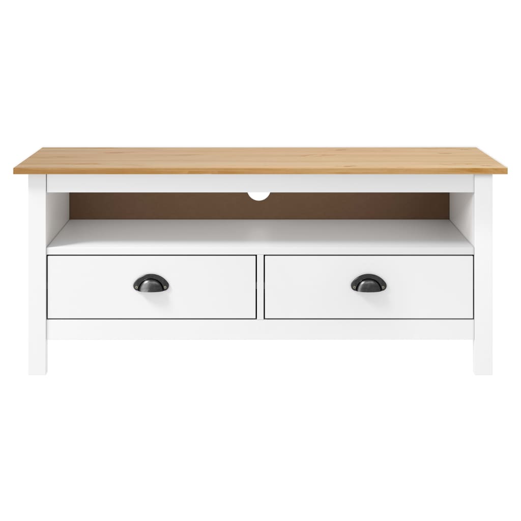 TV Cabinet Hill White 110x40x47 cm Solid Pine Wood