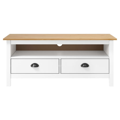 TV Cabinet Hill White 110x40x47 cm Solid Pine Wood