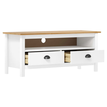 TV Cabinet Hill White 110x40x47 cm Solid Pine Wood