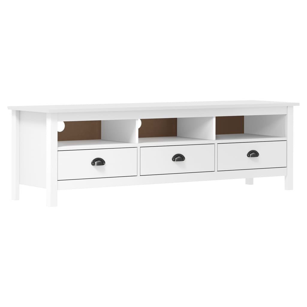 TV Cabinet Hill White 158x40x47 cm Solid Pine Wood