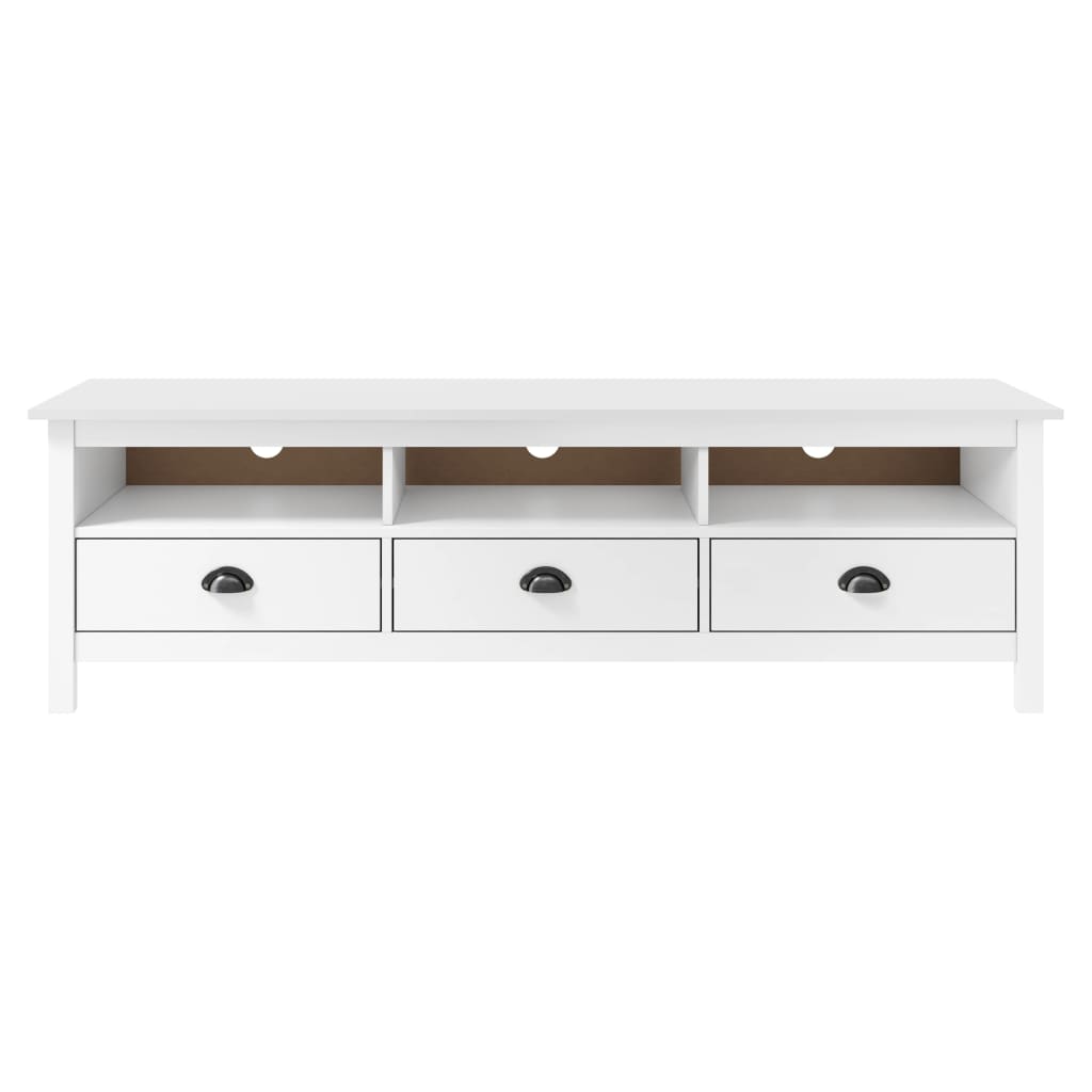 TV Cabinet Hill White 158x40x47 cm Solid Pine Wood