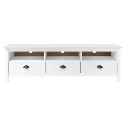TV Cabinet Hill White 158x40x47 cm Solid Pine Wood