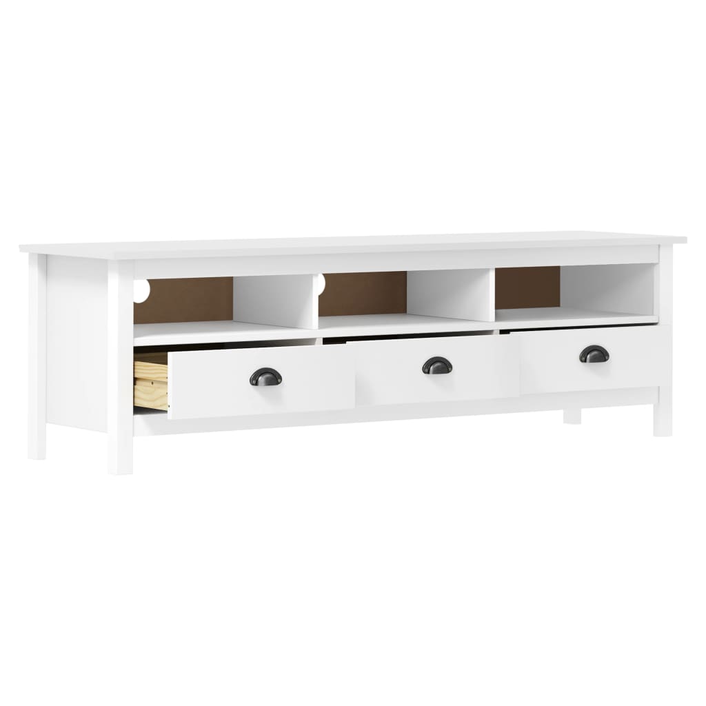 TV Cabinet Hill White 158x40x47 cm Solid Pine Wood