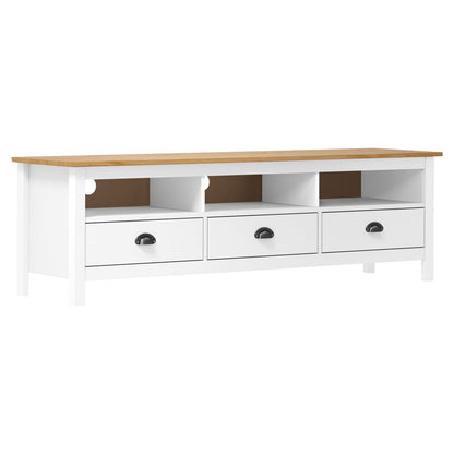 TV Cabinet Hill White 158x40x47 cm Solid Pine Wood