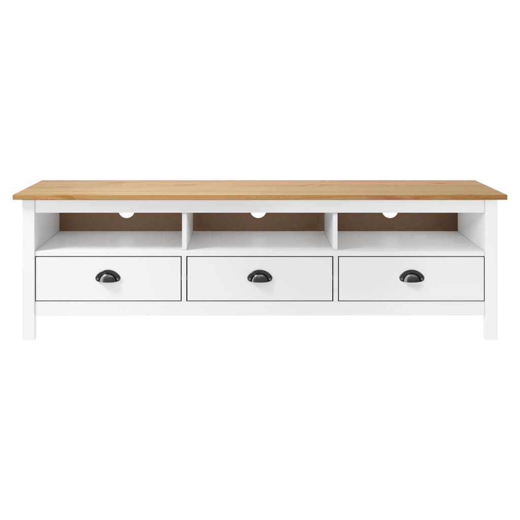 TV Cabinet Hill White 158x40x47 cm Solid Pine Wood