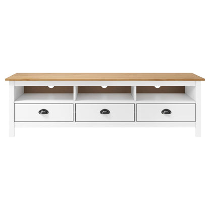 TV Cabinet Hill White 158x40x47 cm Solid Pine Wood