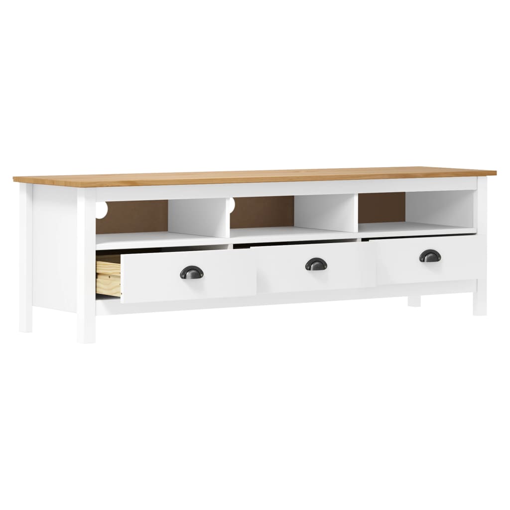TV Cabinet Hill White 158x40x47 cm Solid Pine Wood