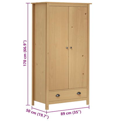 2-Door Wardrobe Hill 89x50x170 cm Solid Pine Wood