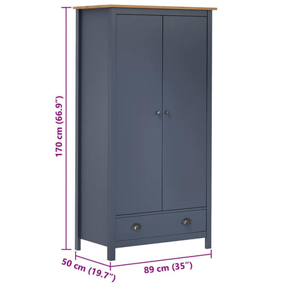 2-Door Wardrobe Hill Grey 89x50x170 cm Solid Pine Wood