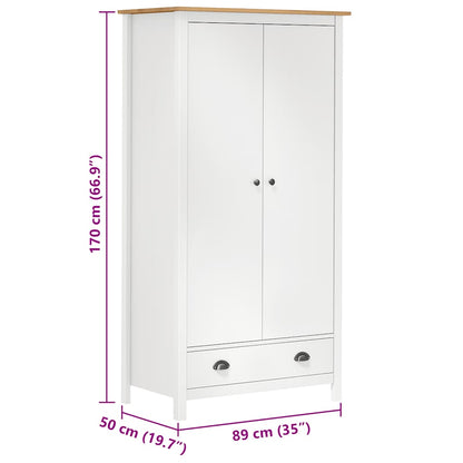 2-Door Wardrobe Hill White 89x50x170 cm Solid Pine Wood