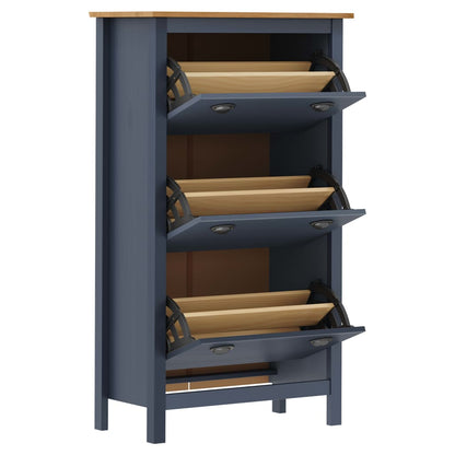 Shoe Cabinet Hill Grey 72x35x124 cm Solid Pine Wood