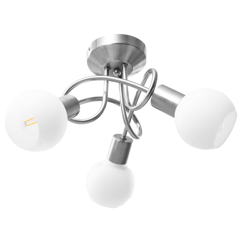 Ceiling Lamp with Ceramic Shades for 3 E14 Bulbs White Bowl