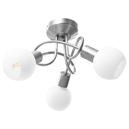 Ceiling Lamp with Ceramic Shades for 3 E14 Bulbs White Bowl