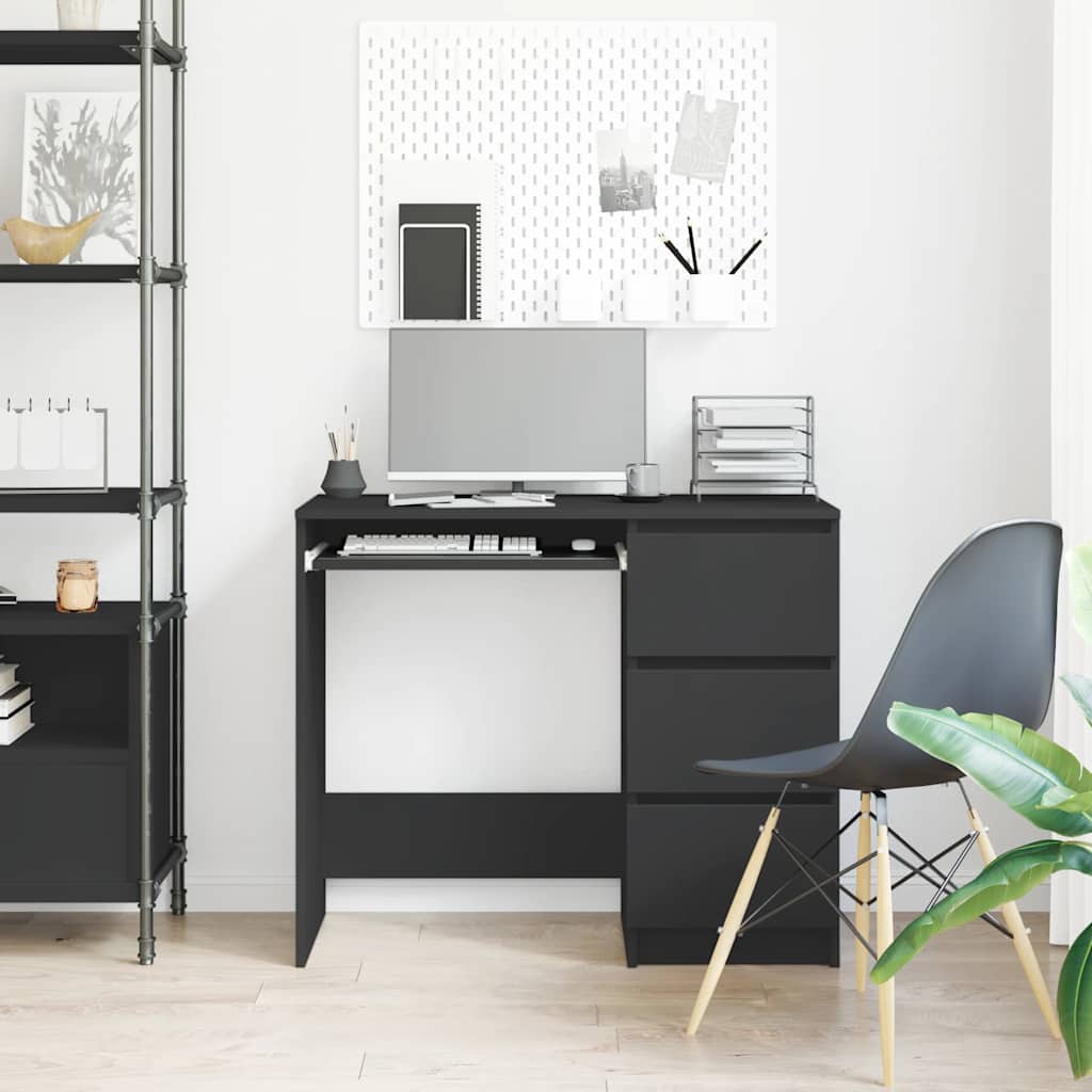Desk Black 90x45x76 cm Engineered Wood