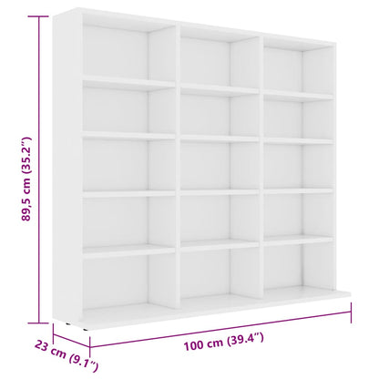 CD Cabinet White 100x23x89.5 cm Engineered Wood