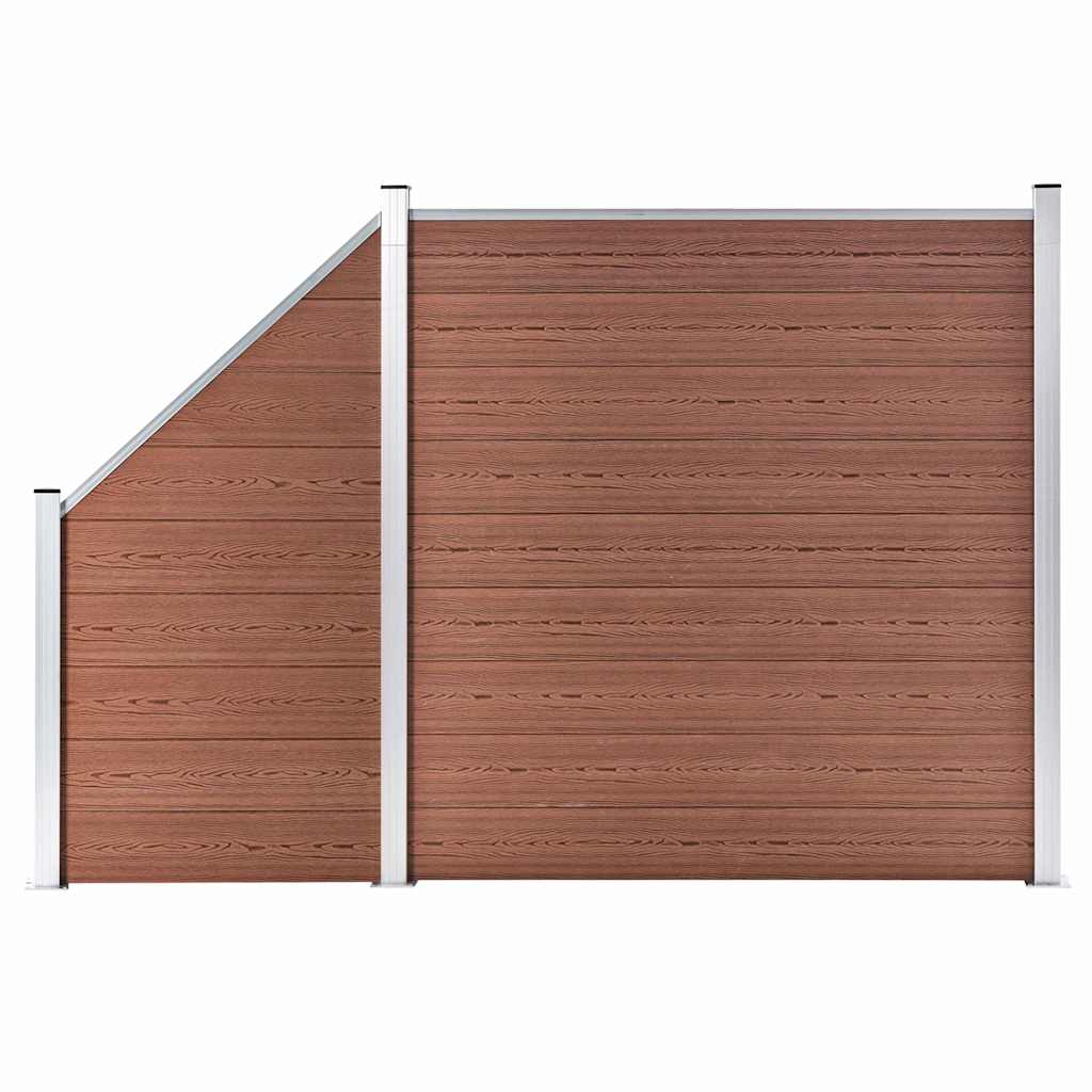 WPC Fence Set 1 Square + 1 Slanted 273x186 cm Brown