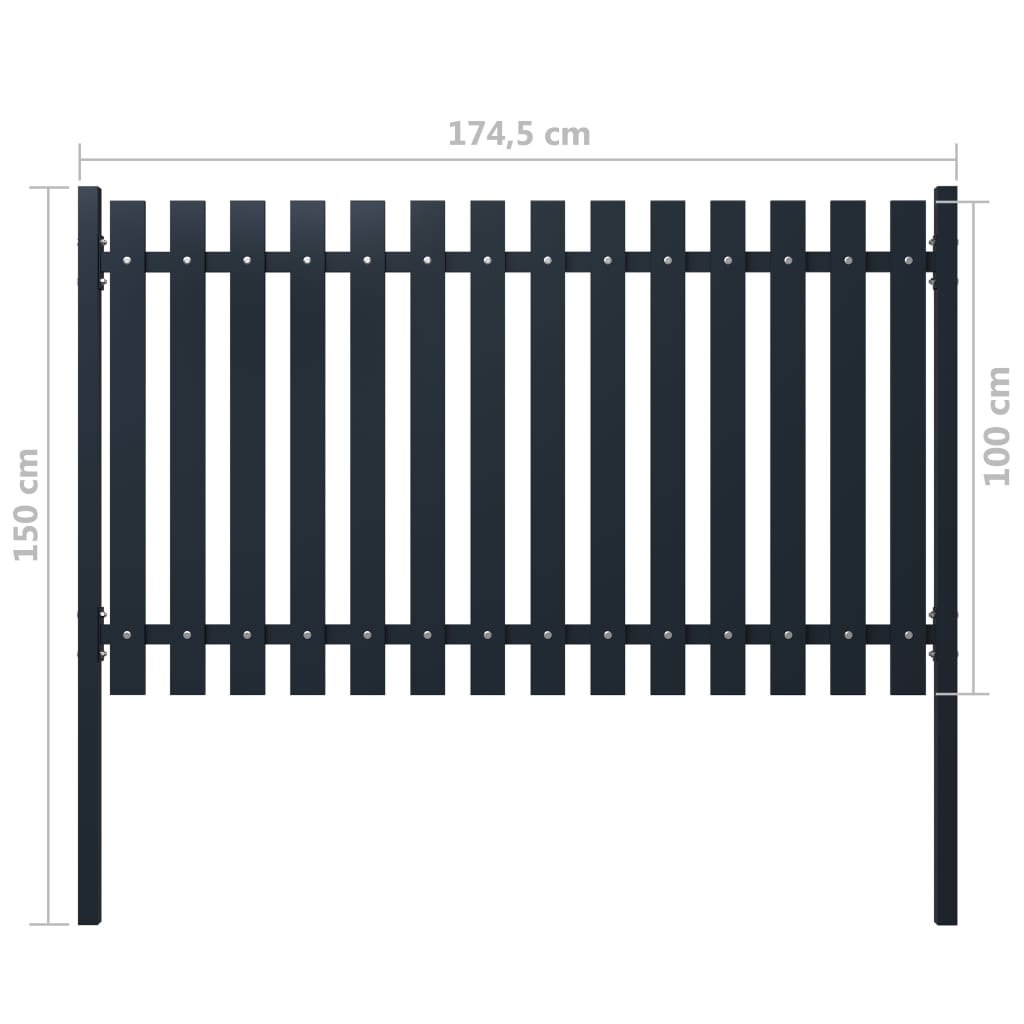 Fence Panel Anthracite 178x100 cm Powder-coated Steel