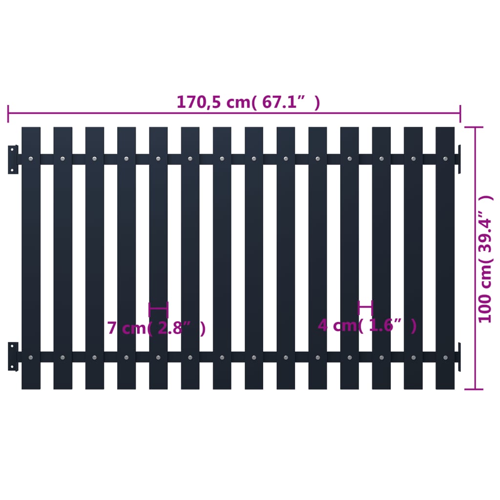 Fence Panel Anthracite 178x100 cm Powder-coated Steel