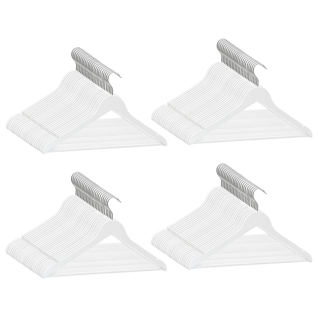 100 pcs Clothes Hanger Set Non-slip White Hardwood