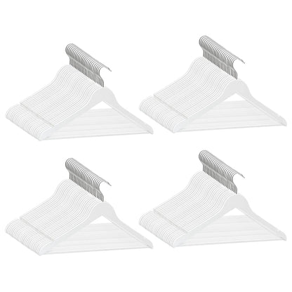 100 pcs Clothes Hanger Set Non-slip White Hardwood