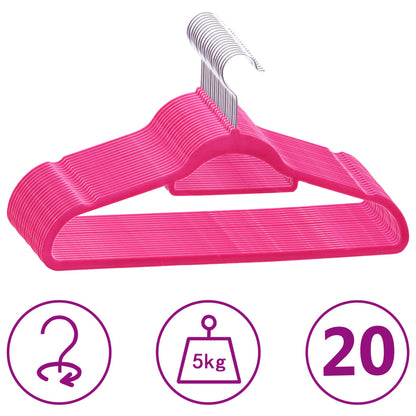 20 pcs Clothes Hanger Set Anti-slip Pink Velvet