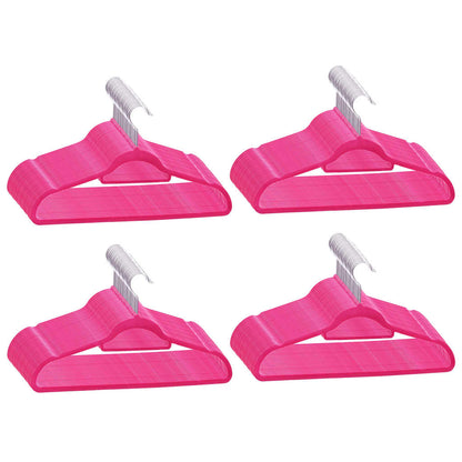 100 pcs Clothes Hanger Set Anti-slip Pink Velvet