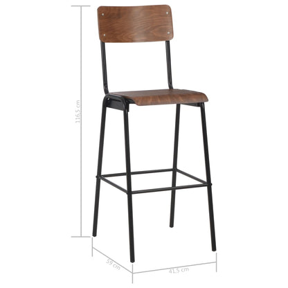 Bar Chairs 6 pcs Solid Plywood Steel