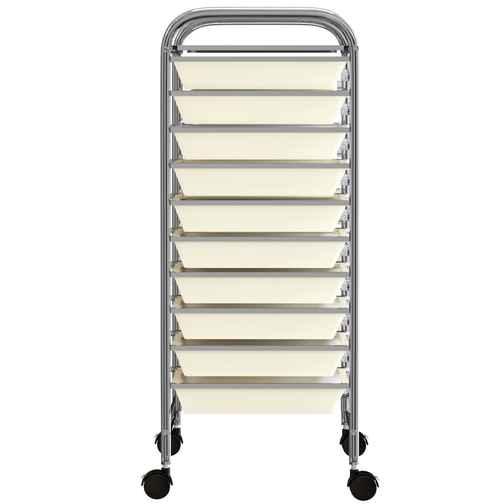 XXL 15-Drawer Mobile Storage Trolley White Plastic