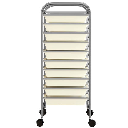 XXL 15-Drawer Mobile Storage Trolley White Plastic