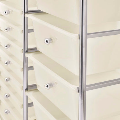 XXL 15-Drawer Mobile Storage Trolley White Plastic