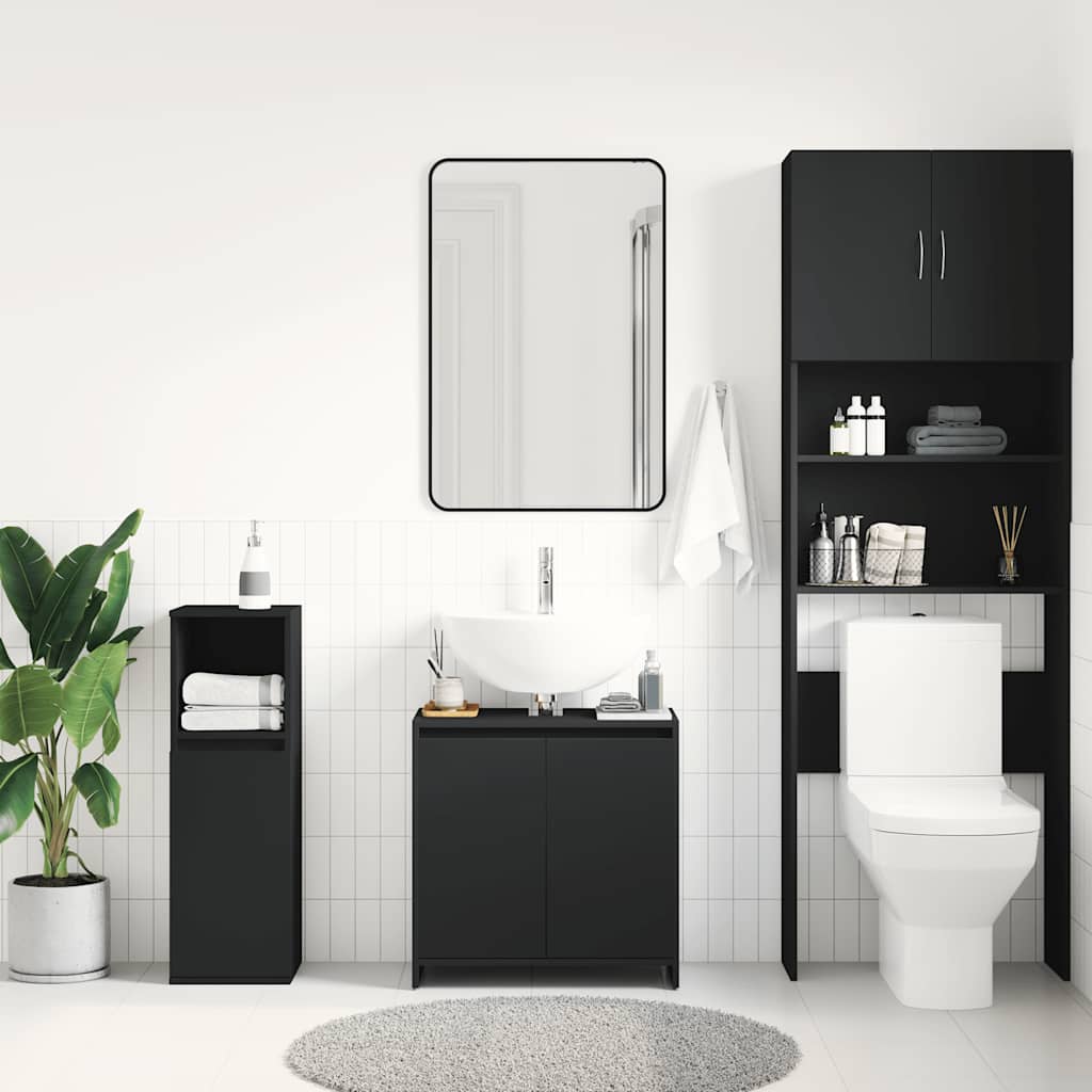 Bathroom Cabinet Black 60x33x61 cm Engineered Wood