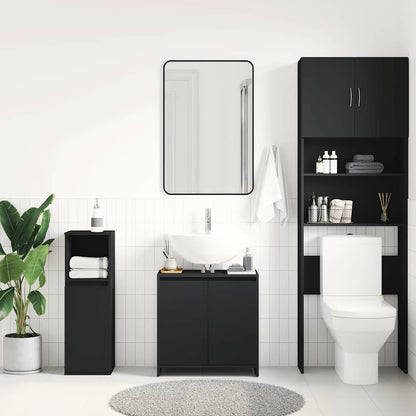 Bathroom Cabinet Black 60x33x61 cm Engineered Wood