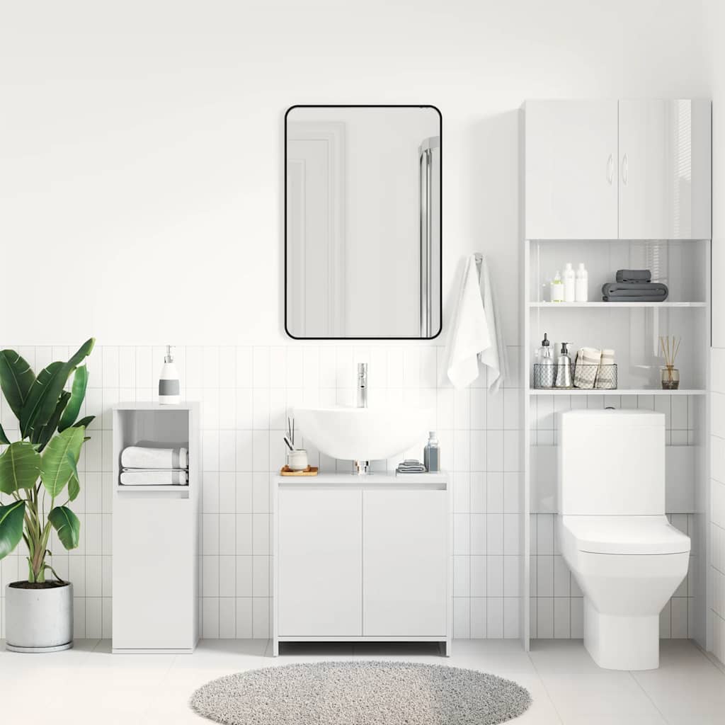 Bathroom Cabinet High Gloss White 60x33x61 cm Engineered Wood