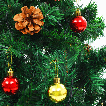 Artificial Pre-lit Christmas Tree with Baubles Green 210 cm